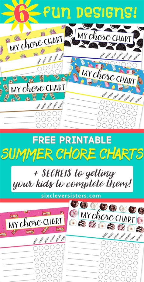 Summer Chore Charts Free Printables And Secrets For Enforcing Them