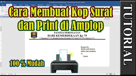 Cara Membuat Kop Surat Dan Print Amplop Microsoft Word Youtube