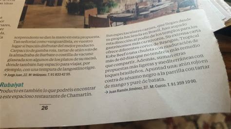 Carta De Parrilla Rubaiyat Madrid Madrid