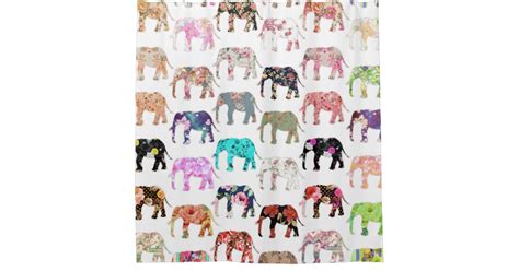Girly Whimsical Retro Floral Elephants Pattern Shower Curtain Zazzle