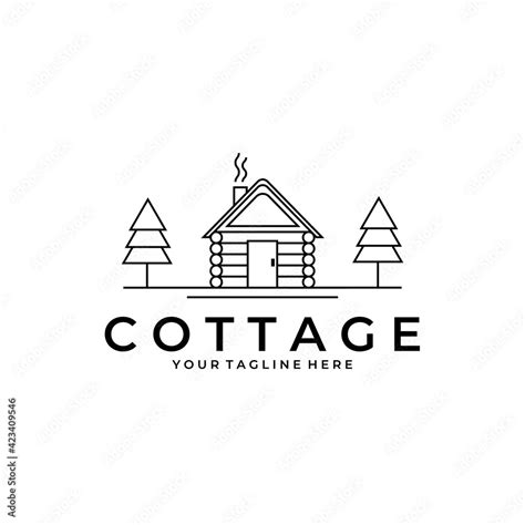 Cottage Logo Minimalist Vector Line Art Design Illustration Stock