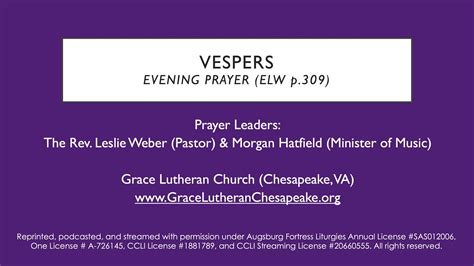 Vespers ELW Evening Prayer YouTube