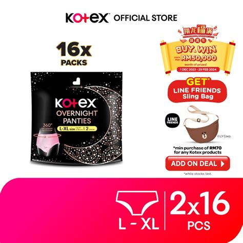 Kotex Overnight Panties L Xl Size 2s 16 Packs X 2 Pcs Shopee Malaysia