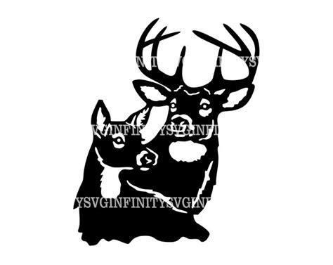 Two Deers With Antlers On Their Heads One Is Black And The Other Is White