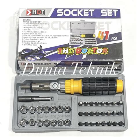 Jual HDT Socket Set 41 Pcs Obeng Kunci Sok Shock Obeng Ratchet Kunci