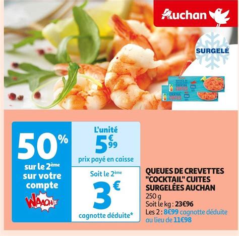 Promo Auchan Queues De Crevettes Cocktail Cuites Surgel Es Chez Auchan