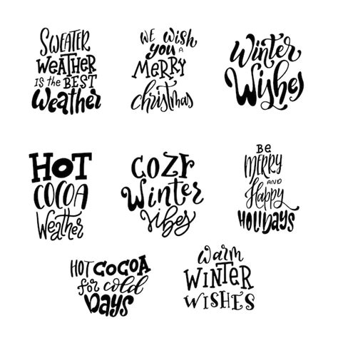 Premium Vector Set Of Hand Lettering Quotes For Christmas Cards Warm