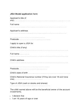 Fillable Online JISA Model Application Form Fax Email Print PdfFiller