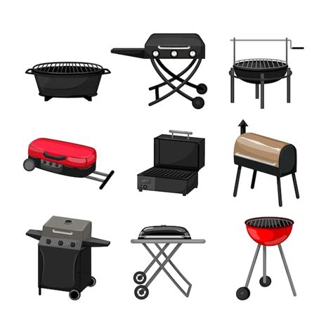 Premium Vector Barbecue Grill Set Cartoon Vector Illustration