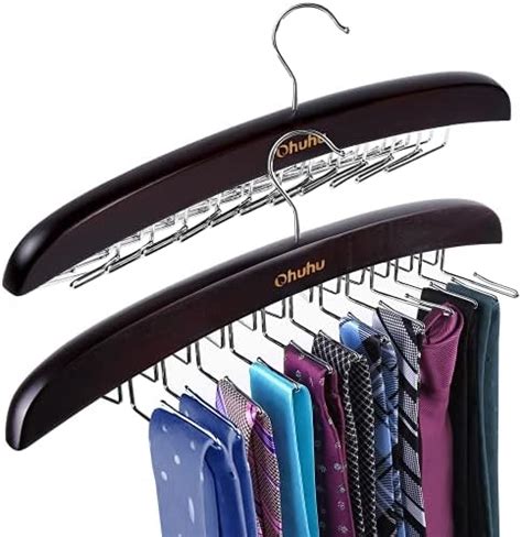 Amazon Ohuhu Tie Rack Hanger Closet Organizer Wooden Walnut 24