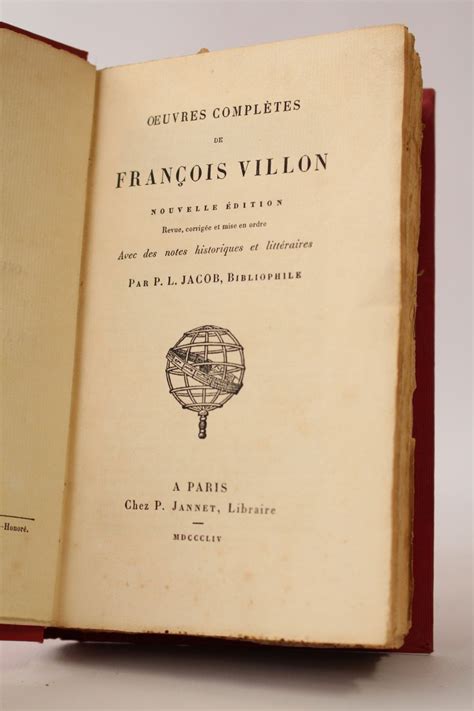 Villon Oeuvres Compl Tes Edition Originale