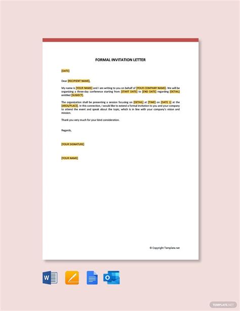 FREE Invitation Letter Template - Download in Word, Google Docs, PDF ...