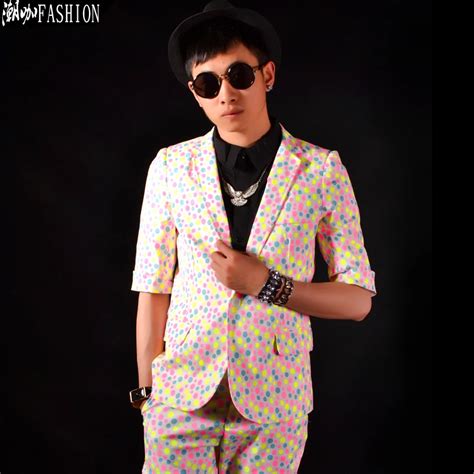 Hot New Men Clothing Fashion Fluorescent Dots Super Low Price Suit