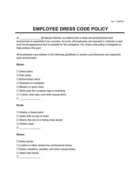 Free Employee Dress Code Policy | PDF & Word | Legal Templates