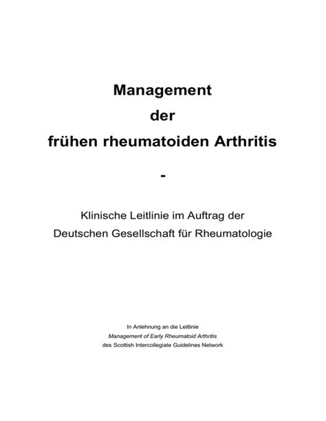 Leitlinie Management der frühen rheumatoiden Arthritis