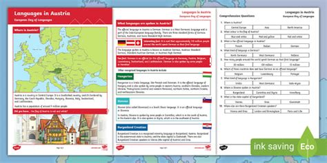 FREE Languages In Austria European Day Of Languages Fact File