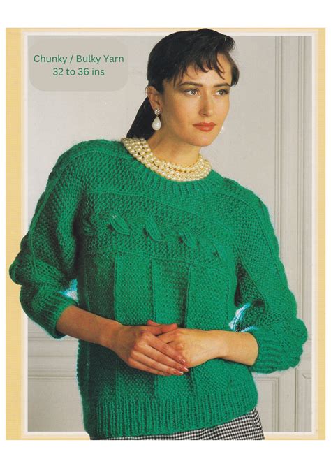 Ladies Chunky Sweater Knitting Pattern 12 Ply / Chunky / Bulky Yarn ...