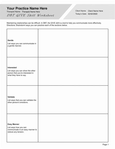 Dbt Worksheets