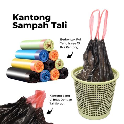 Jual Kantong Plastik Sampah X Cm Roll Dengan Tali Trash Bag Tong