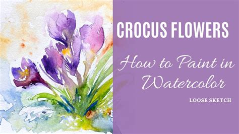 Crocuses watercolor sketch violet flowers painting by Valérie Mafrica