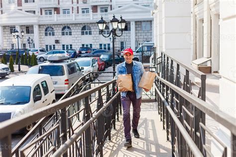 Man Delivering Online Grocery Order Stock Photo At Vecteezy