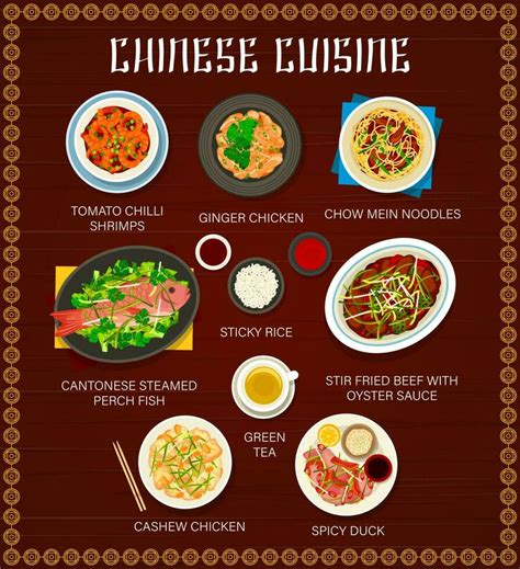 Chinese Food Menu With Asian Cuisine Dishes 23503809 Vector Art At Vecteezy