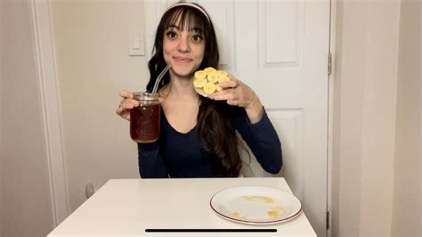 Asmr Eating Rice Cake With Peanut Butter Banana And Honey Drinking Tea Healthy Recipe