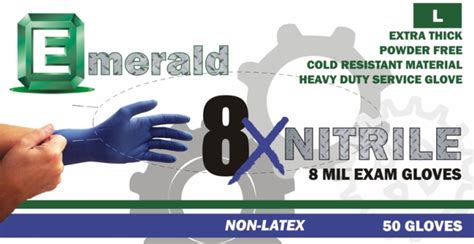 Emerald 8x Powder Free Nitrile Exam Gloves 8 Mil