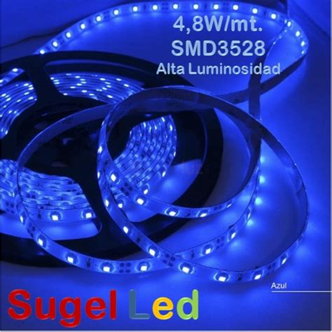 Tira Led Mts Flexible W Led Smd Ip Azul Alta Luminosidad