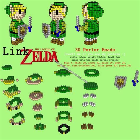 D Link From The Legend Of Zelda Free Perler Beads Hama Beads