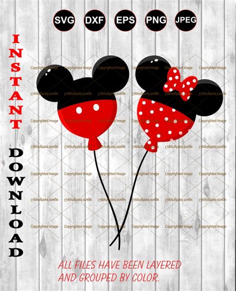 Minnie Mickey Mouse Balloon Svg Cutting Files Png Clipart Etsy