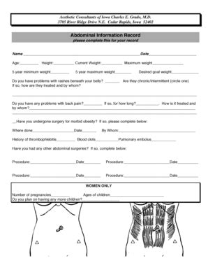 Fillable Online Abdominal Information Record Form Fax Email Print