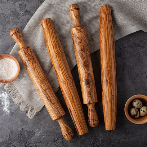 Olive Wood Rolling Pin With Handle Forest Decor