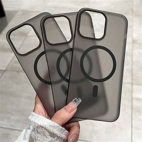 Capa Rígida Magnética Transparente Fosca De Luxo Ultra Fina Para IPhone