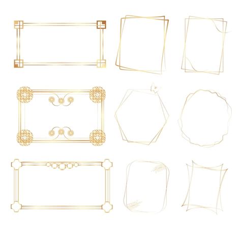Diferentes Marcos Con Degradado Dorado Vector Premium