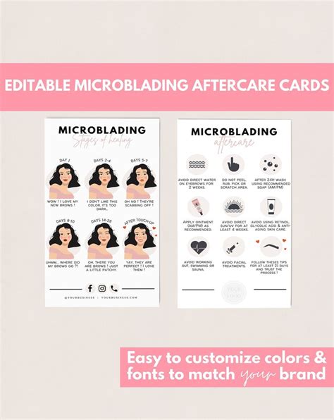 Microblading Care Card Editable Pmu Aftercare Card Microblading