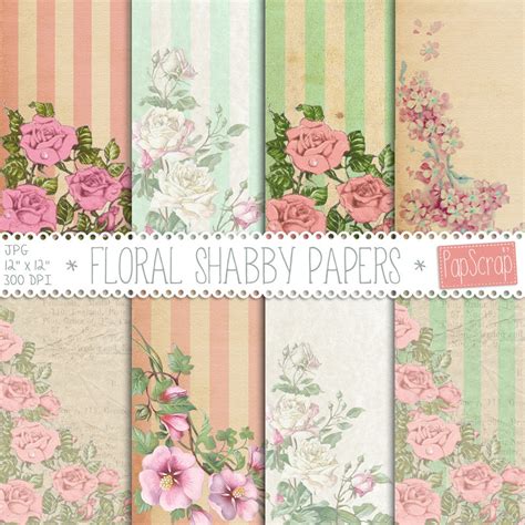 Shabby Chic Digital Paper Floral Shabby Papers Etsy