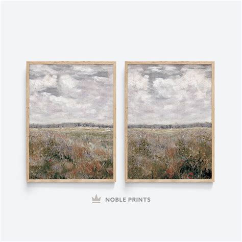 Flower Field Landscape Painting Set of 2 Printable Spring - Etsy