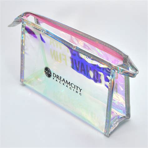 Iridescent Rainbow TPU Portable Travel Makeup Bag With Custom Logo