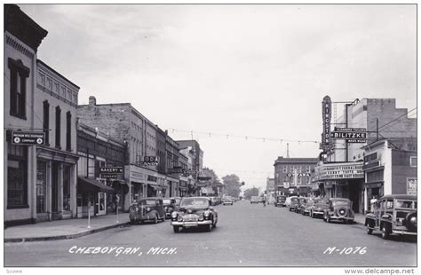 Rp Main Street Cheboygan Michigan 30 40s Michigan Cheboygan