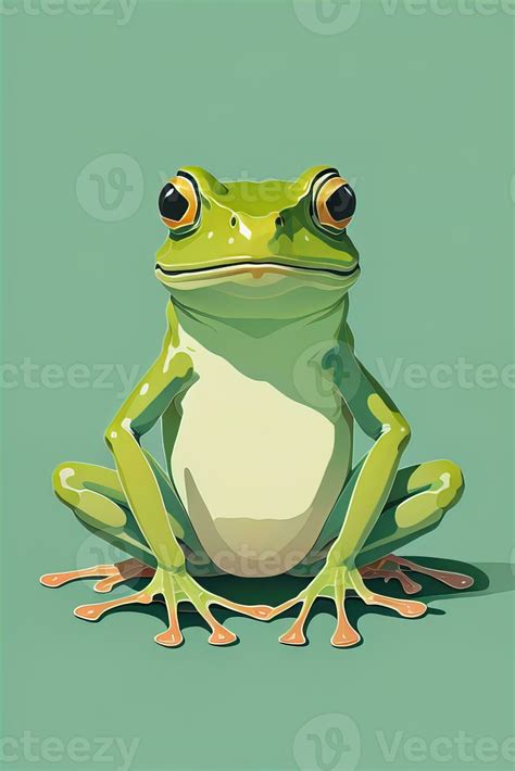 Frog On A Green Background Vector Illustration Of A Frog Ai