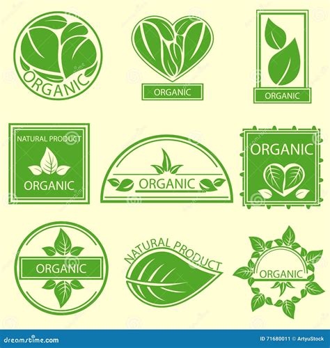 Produtos Naturais Orgânicos Dos Emblemas Etiquetas Logotipo