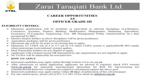 Zarai Taraqiati Bank Ztbl Jobs Ots Org Pk Online Apply Filectory