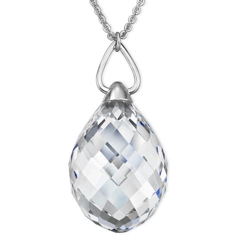 Swarovski Rhodiumplated Crystal Teardrop Pendant Necklace In Metallic