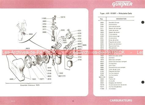 Motobecane Mobylette Cady Fiche Carburateur Grelly Belgi