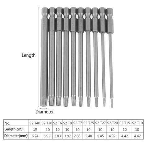 Atyhao jeu d embouts de tournevis 10 pièces 100mm 1 4 pouce tige