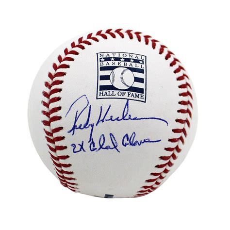 Rickey Henderson Signed OML Hall Of Fame Logo Baseball Inscribed 2x