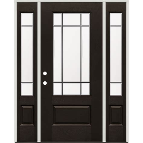 Beveled 9 Lite Finished Fiberglass Prehung Door Unit With Sidelites