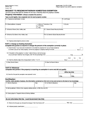 Fillable Online Boisblanctownship Form 2602 T 1067 Request To Rescind