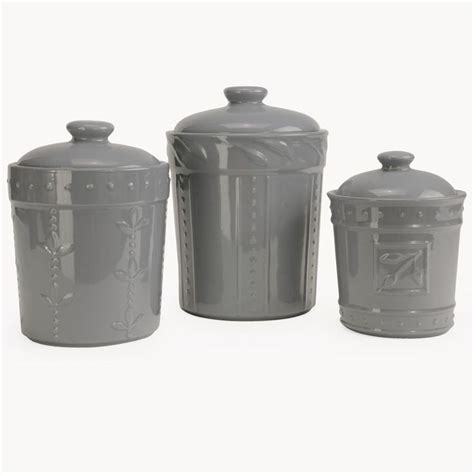 Signature Housewares 3 Piece Sorrento Ceramic Gray Canister Set